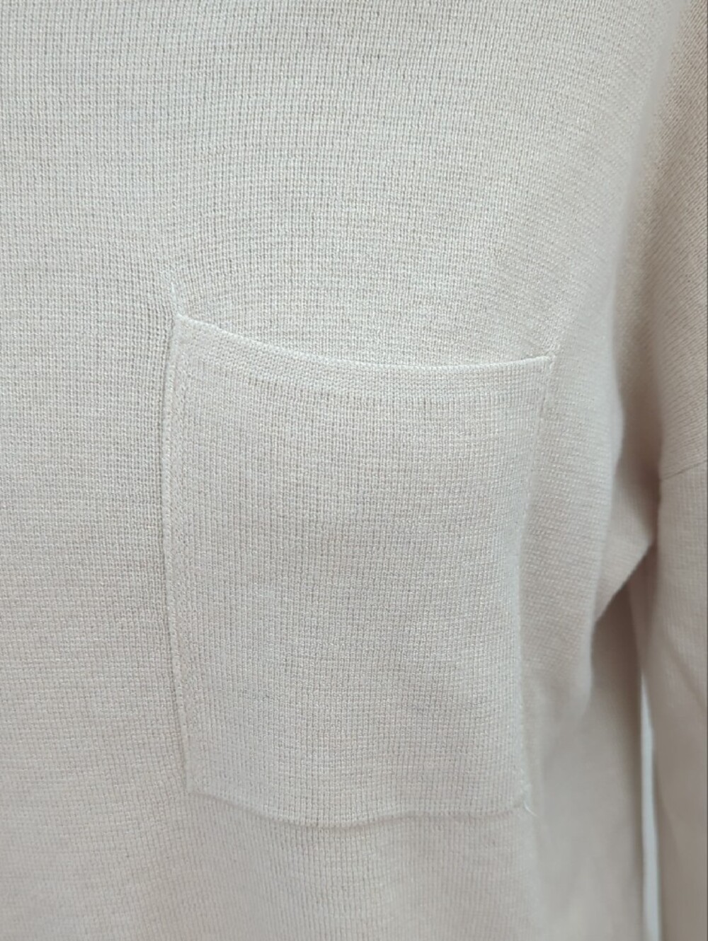 Banana Republic Women's Cream Crewneck Sweater with Chest Pocket -Size M - Picture 2 of 5